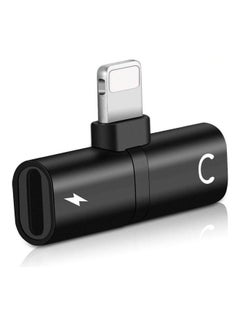 2 In 1 Double Lightning Headphone Audio And Charge Splitter Adapter For Iphone X/Xs/7/8/7 Plus/8 Plus Black