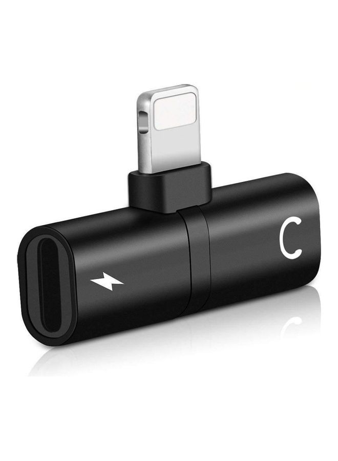 Generic - 2 In 1 Double Lightning Headphone Audio And Charge Splitter Adapter For Iphone X/Xs/7/8/7 Plus/8 Plus Black - Image 1
