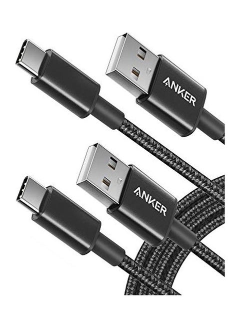 USB C Cable, [2-Pack, 6ft] USB A to USB C Charger Cable, Premium Nylon USB A to Type C Charger Cable Fast Charging for iPhone 16/15, Samsung S25/S24/S23, Huawei, Xiaomi, Vivo, Oppo (USB 2.0, Black) Black/Silver