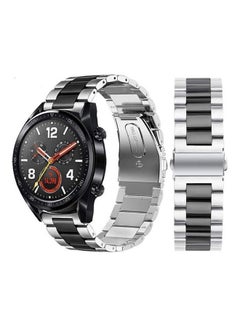 Generic Classic Stainless Steel Strap Smartwatch Band For Samsung 44mm/Huawei GT2/Gear 3/Honor Magic 2 Silver/Black  - Image 1
