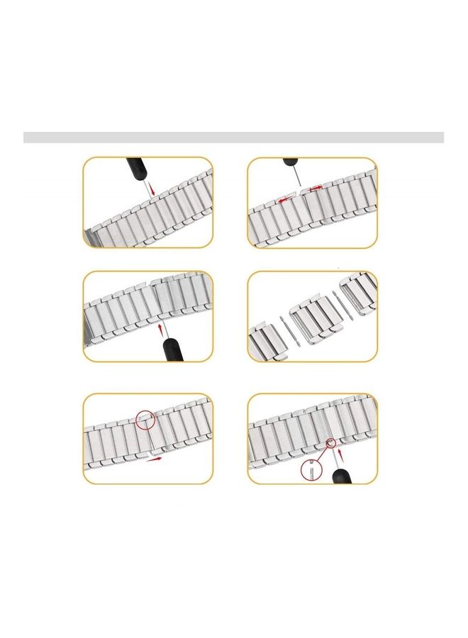 Classic Stainless Steel Smartwatch Strap Band For Samsung Galaxy Watch 46mm/Huawei GT2/Gear S3 Frontier/Classic/Honor Magic 2/Fossil 22mm Silver - Image 4