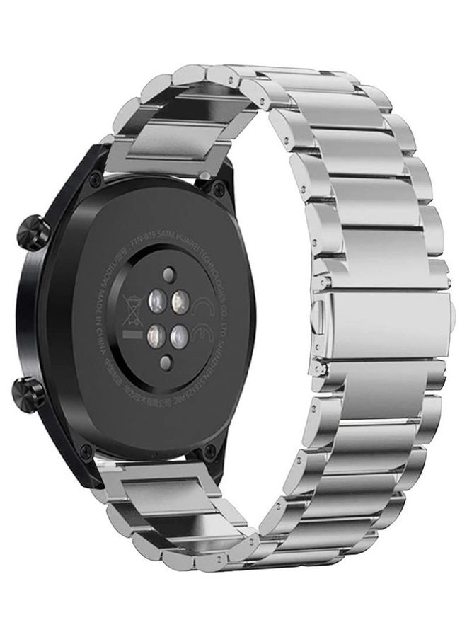 Stainless Steel Smartwatch Strap Band For Samsung Galaxy Watch 46mm/Huawei Gt2/Gear S3 Frontier And Classic/Honor Magic 2/Fossil Silver - Image 2