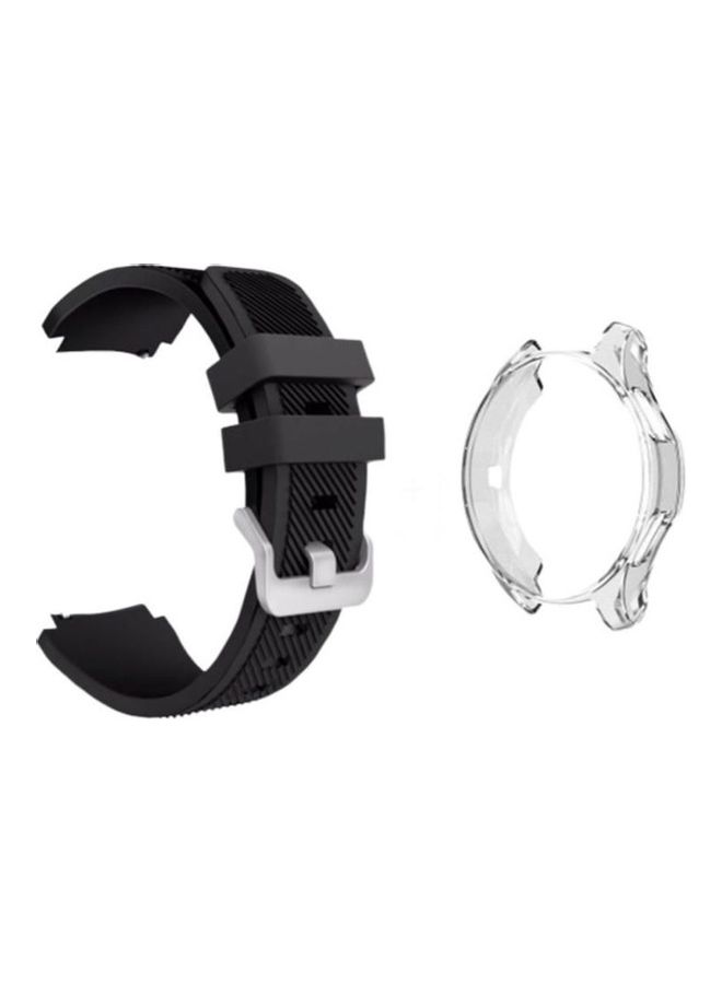 2-Piece Silicone Smartwatch Strap Band With Cover For Galaxy Watch Gear S3 Frontier/S3 Classic Clear/Black 