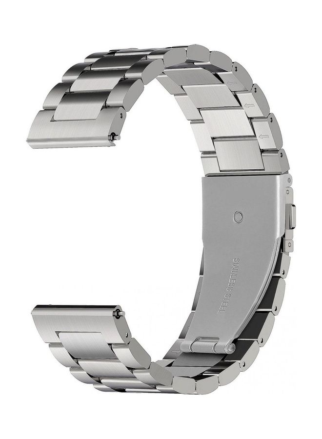 Metal Link Smartwatch Replacement Strap Band With Double Button Butterfly Flip Closure For Samsung Gear Frontier S3/Galaxy Watch Silver - Image 1