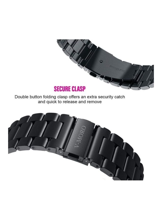 Stainless Steel Smartwatch Strap Band With Butterfly Buckle For Samsung Gear S3 Classic Frontier/Galaxy Watch 46mm/Gear 2 R380 R381 R382 Smartwatch Black - Image 2