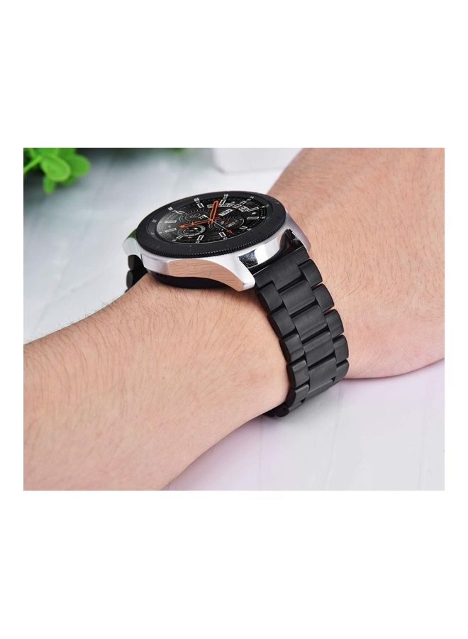 Stainless Steel Smartwatch Strap Band With Double Button Butterfly Closure For Samsung Gear S3 Frontier/Galaxy Watch 46mm/Classic Watch Band 22mm Black - Image 3