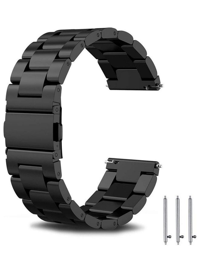 Stainless Steel Smartwatch Strap Band With Double Button Butterfly Closure For Samsung Gear S3 Frontier/Galaxy Watch 46mm/Classic Watch Band 22mm Black - Image 1