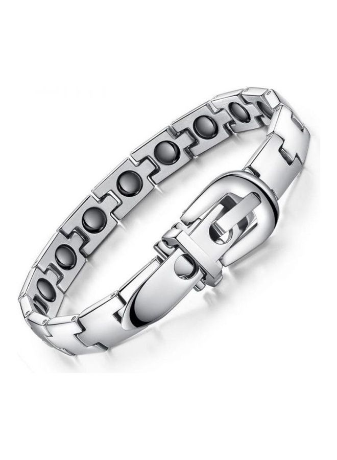 Titanium Steel Ion Medical Energy Hematite Stones Insurance buckle Charm Bracelet  - Image 2