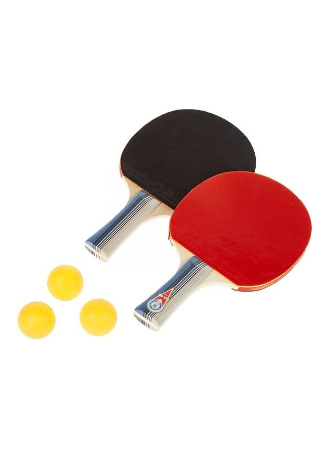 5-Piece Pingpong Solid Wood Tennis Rackets And Balls Set 0.56cm - Image 1
