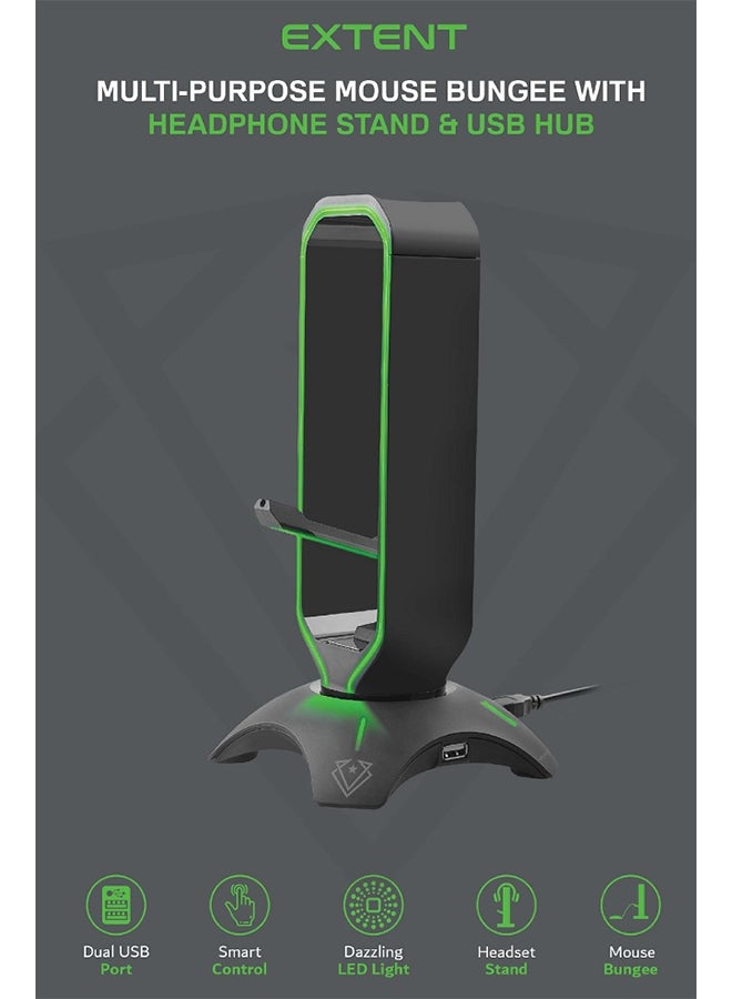 Mouse Bungee With Headphone Stand And USB Hub Black