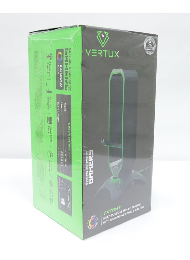 Mouse Bungee With Headphone Stand And USB Hub Black