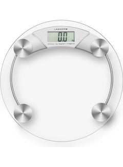 LAWAZIM Round Glass Digital Body Scale clear/silver 33x3.3x33cm  - Image 1