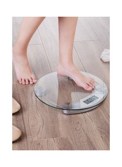 LAWAZIM Round Glass Digital Body Scale clear/silver 33x3.3x33cm  - Image 5