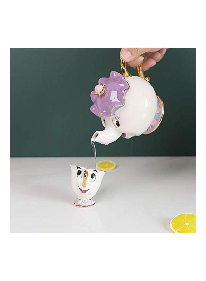 Generic - Beauty And The Beast Teapot Mug Set Beige/Purple Pot(500), Cup(50)ml - Image 1
