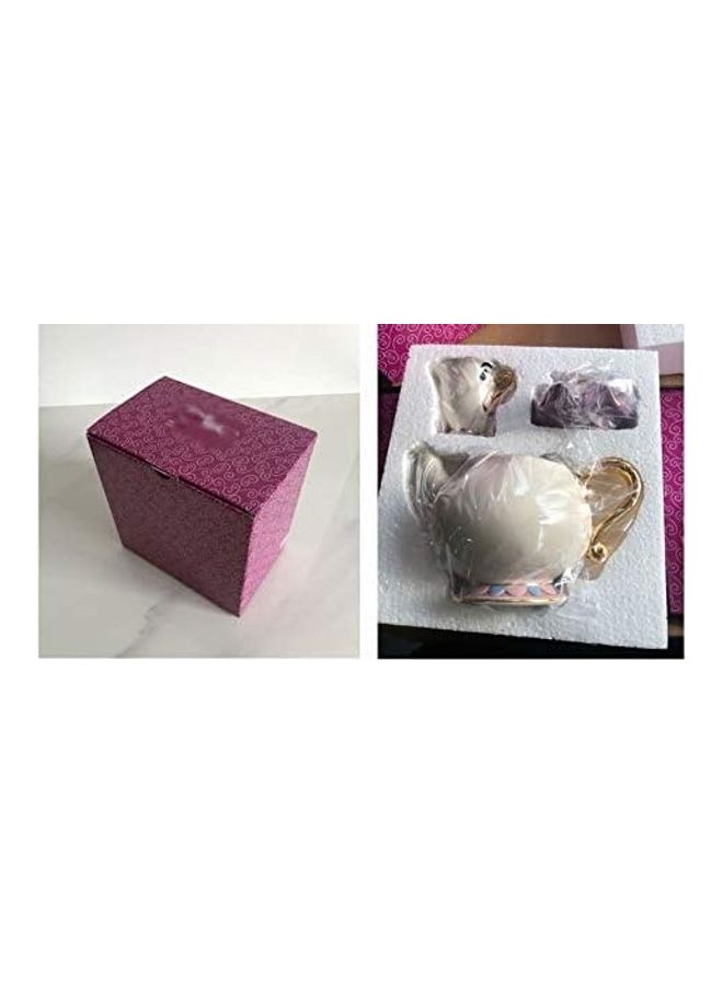Generic - Beauty And The Beast Teapot Mug Set Beige/Purple Pot(500), Cup(50)ml - Image 1