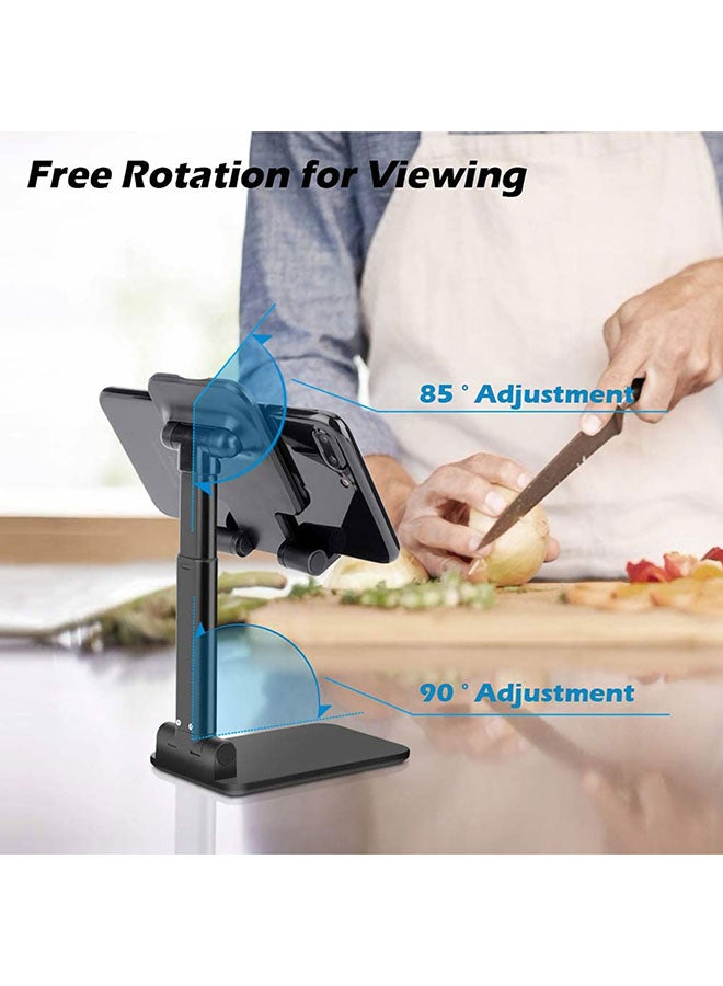 Foldable Telescopic Adjustable Non-Slip Mobile Phone Holder Stand Black
