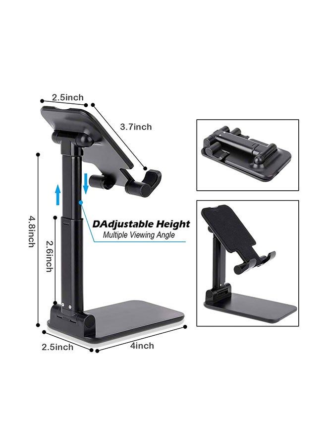 Foldable Telescopic Adjustable Non-Slip Mobile Phone Holder Stand Black