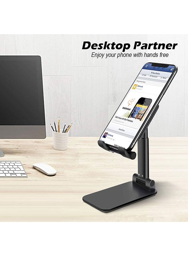 Foldable Telescopic Adjustable Non-Slip Mobile Phone Holder Stand Black
