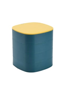 Four-Layer Rotating Jewelry Organiser Storage Box With Mirror Blue