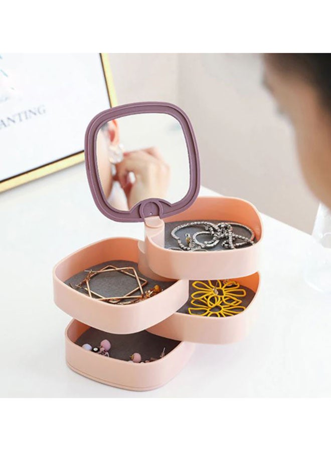 Generic - Four-Layer Rotating Jewelry Organiser Storage Box With Mirror Blue - Image 1
