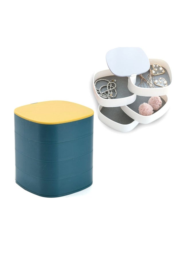 Generic - Four-Layer Rotating Jewelry Organiser Storage Box With Mirror Blue - Image 1