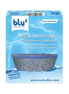 Blu NMC Refill Cartridges  For Ionic  Shower Filter Wall Mount & Rain Shower - 3 Piece Value Pack Grey L6.5xL6.5xH2.6cm  - Image 1