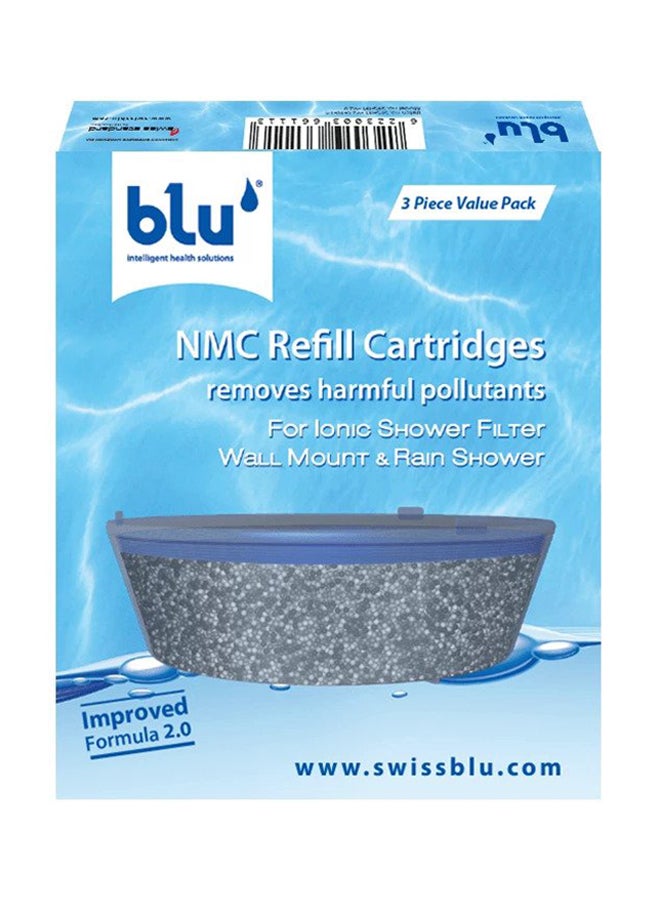 Blu NMC Refill Cartridges  For Ionic  Shower Filter Wall Mount & Rain Shower - 3 Piece Value Pack Grey L6.5xL6.5xH2.6cm  - Image 1