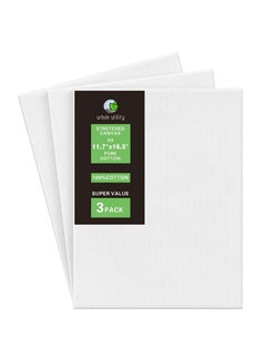 3-Piece Rectangular Blank Canvas,30x40 cm White