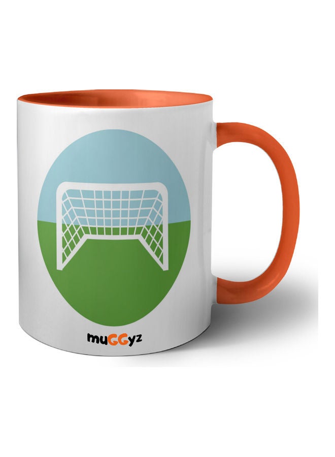 muGGyz Football Field Printed Mug Orange/White/Green - Image 1