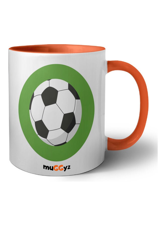 muGGyz Football Printed Mug Orange/White/Green - Image 1