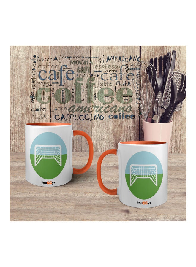 muGGyz Football Field Printed Mug Orange/White/Green - Image 4