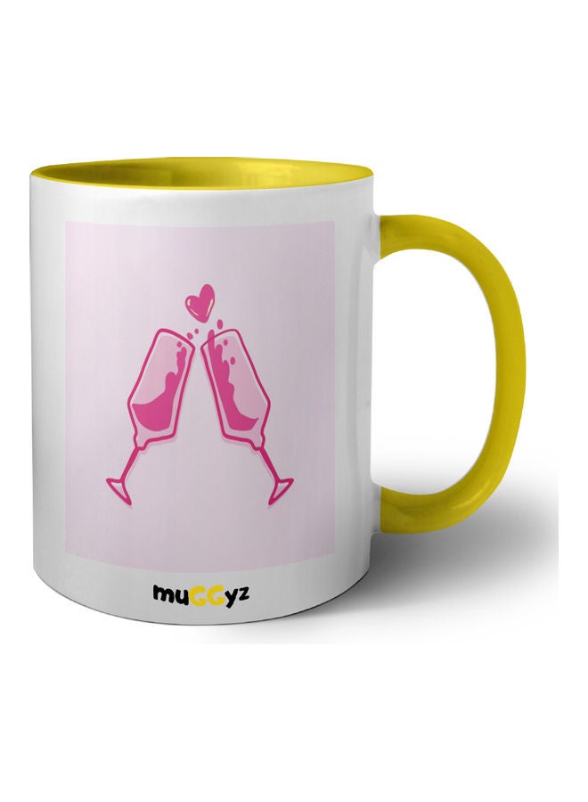 muGGyz Juice Glass Printed Mug Yellow/White/Pink - Image 1