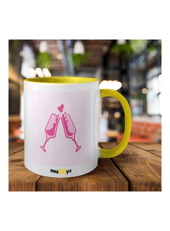 muGGyz Juice Glass Printed Mug Yellow/White/Pink - Image 2