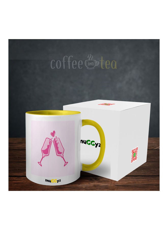 muGGyz Juice Glass Printed Mug Yellow/White/Pink - Image 3