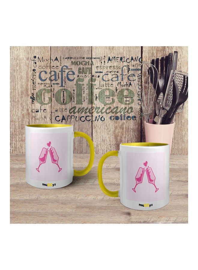 muGGyz Juice Glass Printed Mug Yellow/White/Pink - Image 4