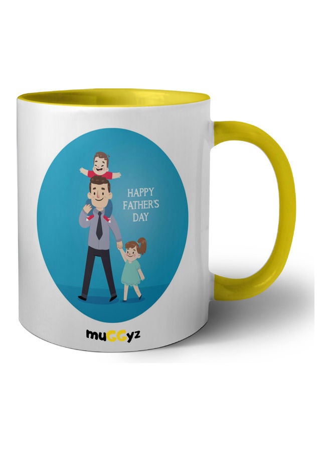 muGGyz Happy Fathers Day Printed Mug Yellow/Blue/Red  - Image 1