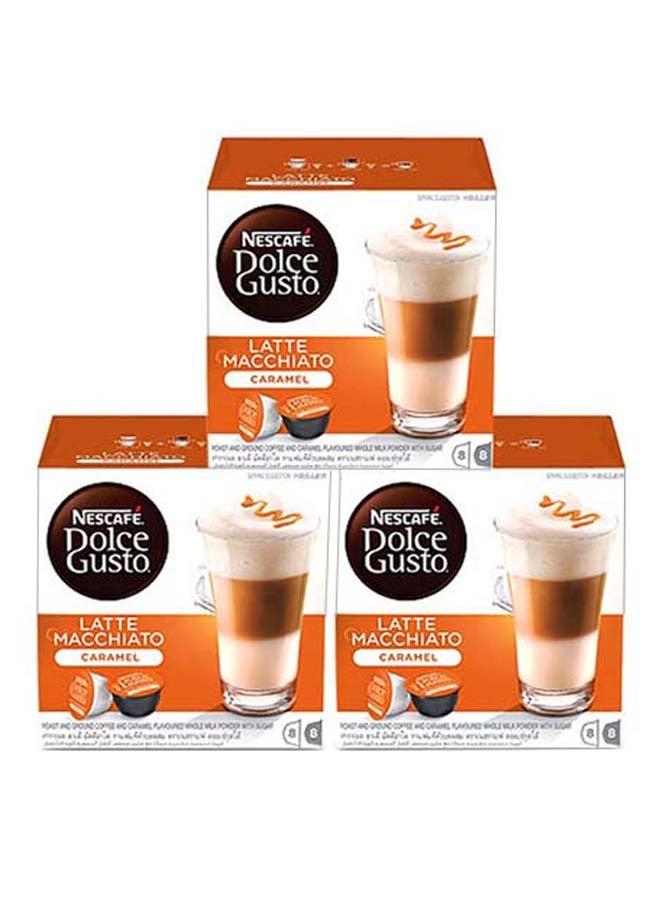 نسكافيه 16 Pieces Dolce Gusto Caramel Latte Macchiato Coffee Capsules 169grams Pack of 3 - Image 1