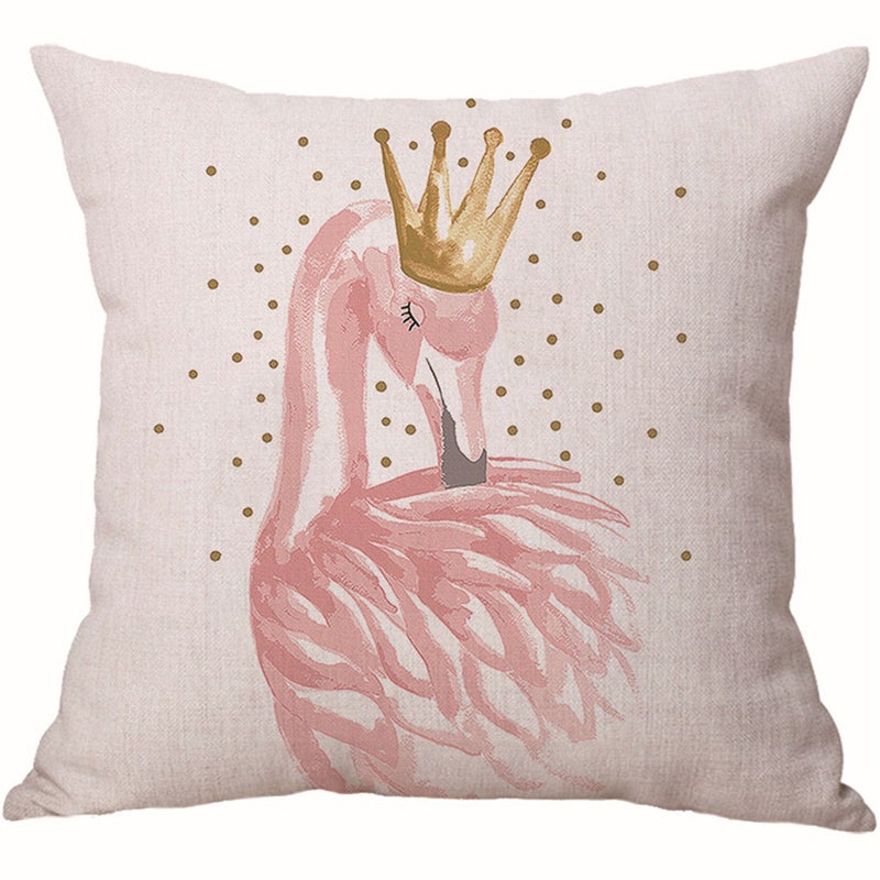 FRIEET Flamingos  Pillow Case Linen Pink 45x45cm - Image 1