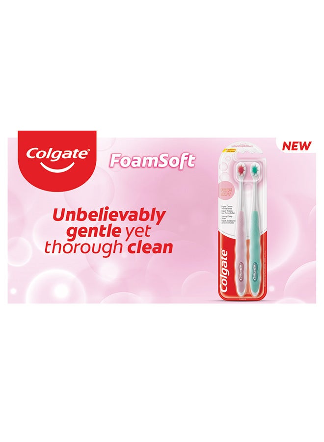 Colgate - Foamsoft Super Dense Thin Bristle Toothbrush, 2 Piece Multicolour - Image 1