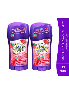 Lady Speed Stick Pack of 2 Teen Spirit Sweet Strawberry Antiperspirant Deodorant 65grams  - Image 1