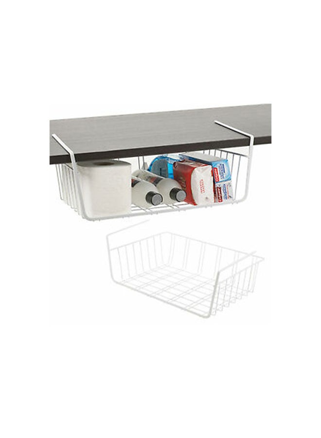 2 Piece Under Shelf Table Storage Basket Rack Silver 43.4x28.9x15.5cm