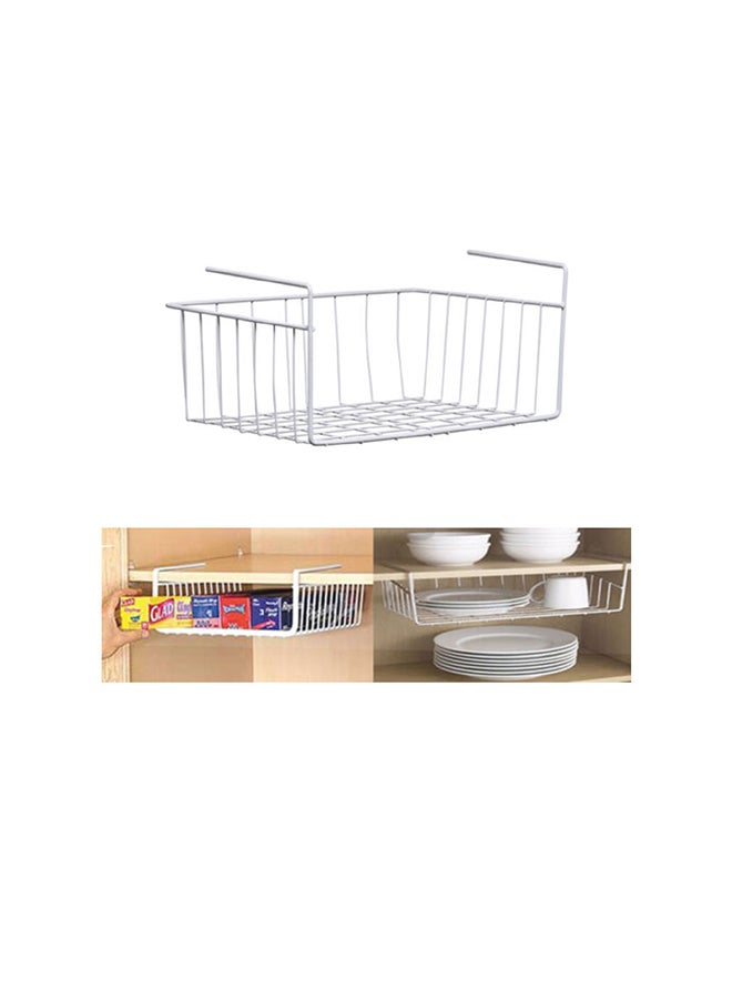 2 Piece Under Shelf Table Storage Basket Rack Silver 43.4x28.9x15.5cm