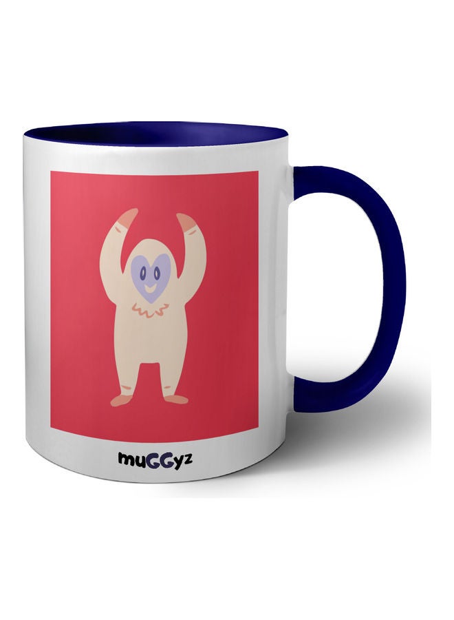 muGGyz - Love Monster Okay Gesture Valentine Printed Mug Blue/White/Red - Image 1