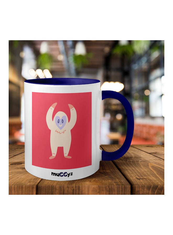muGGyz - Love Monster Okay Gesture Valentine Printed Mug Blue/White/Red - Image 1