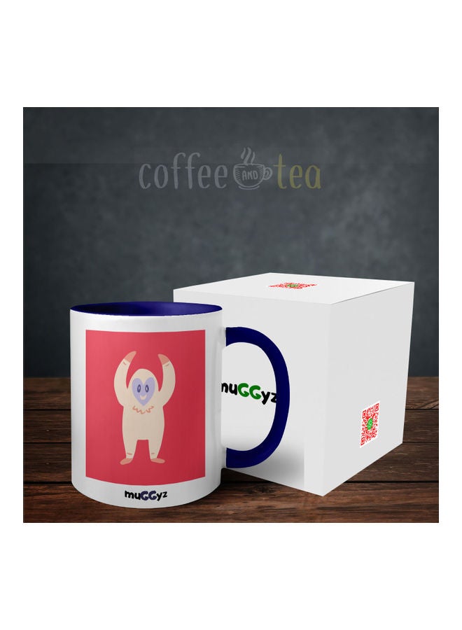 muGGyz - Love Monster Okay Gesture Valentine Printed Mug Blue/White/Red - Image 1