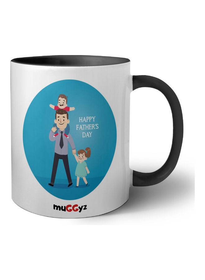 muGGyz Happy Father's Day Printed Coffee Mug Black/White/Blue - Image 1