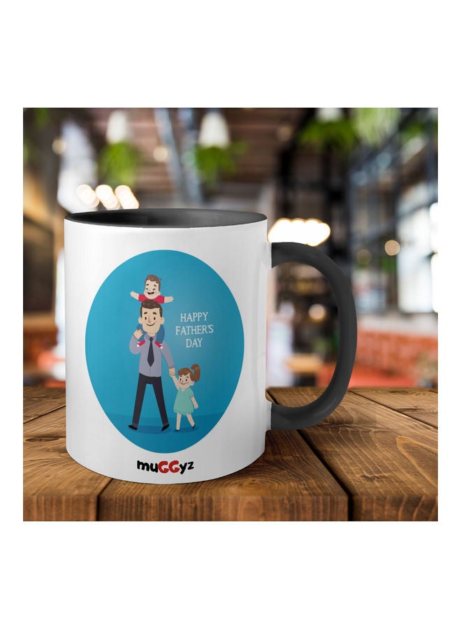 muGGyz Happy Father's Day Printed Coffee Mug Black/White/Blue - Image 2
