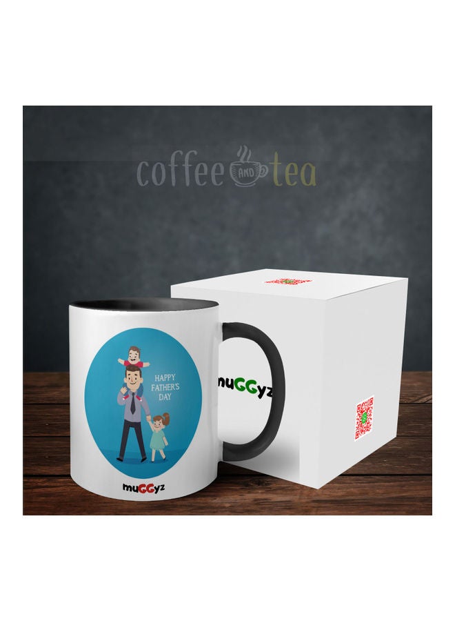 muGGyz Happy Father's Day Printed Coffee Mug Black/White/Blue - Image 3