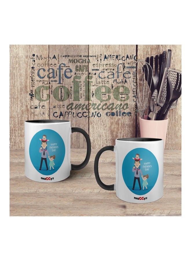 muGGyz Happy Father's Day Printed Coffee Mug Black/White/Blue - Image 4