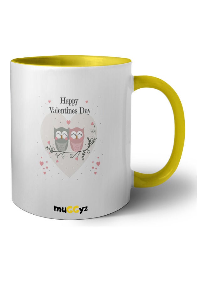 muGGyz - Happy Valentine Day Printed Coffee Mug Yellow/White/Pink - Image 1